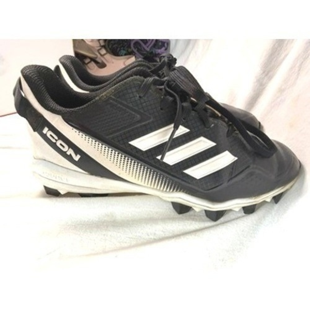 Adidas Icon Bounce Baseball Cleats Black White S23919 Kids Size 4 US